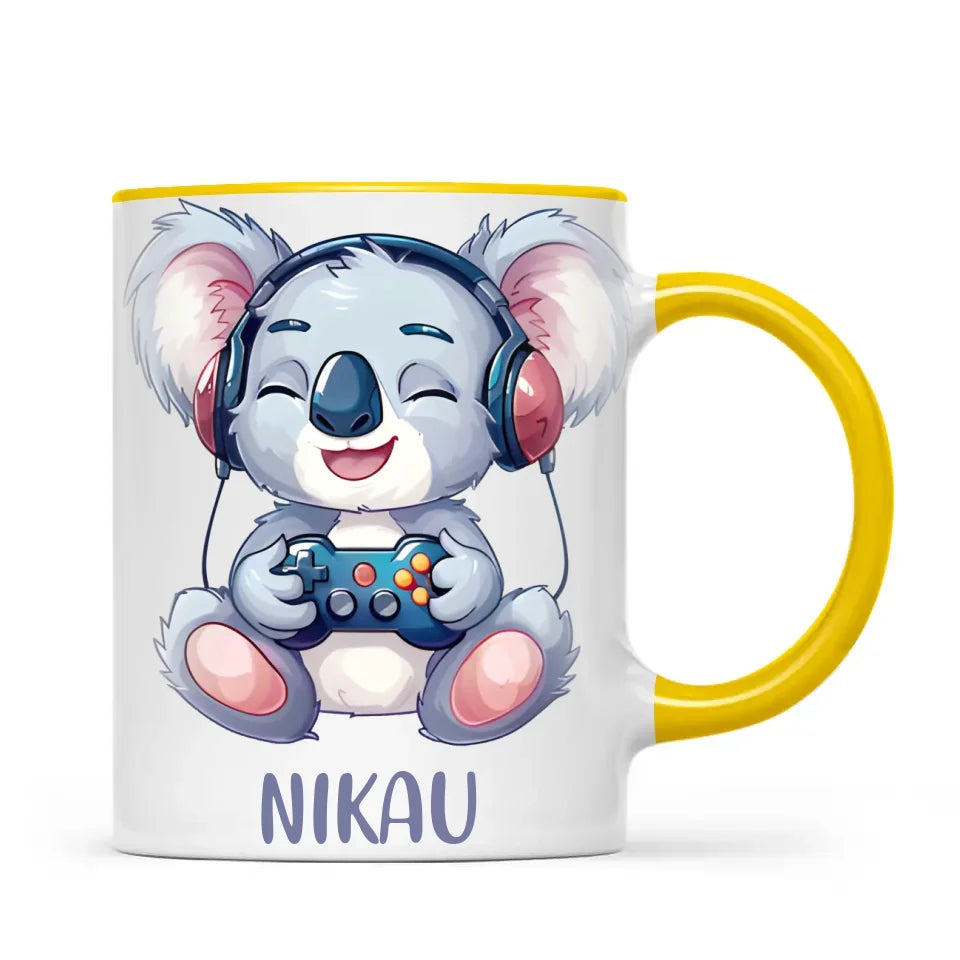 Personalised Gaming Koala Kids Cup - Custom Name Cup - 11oz, 6oz or Enamel - Cute Koala Gamer Gift - NZ Made