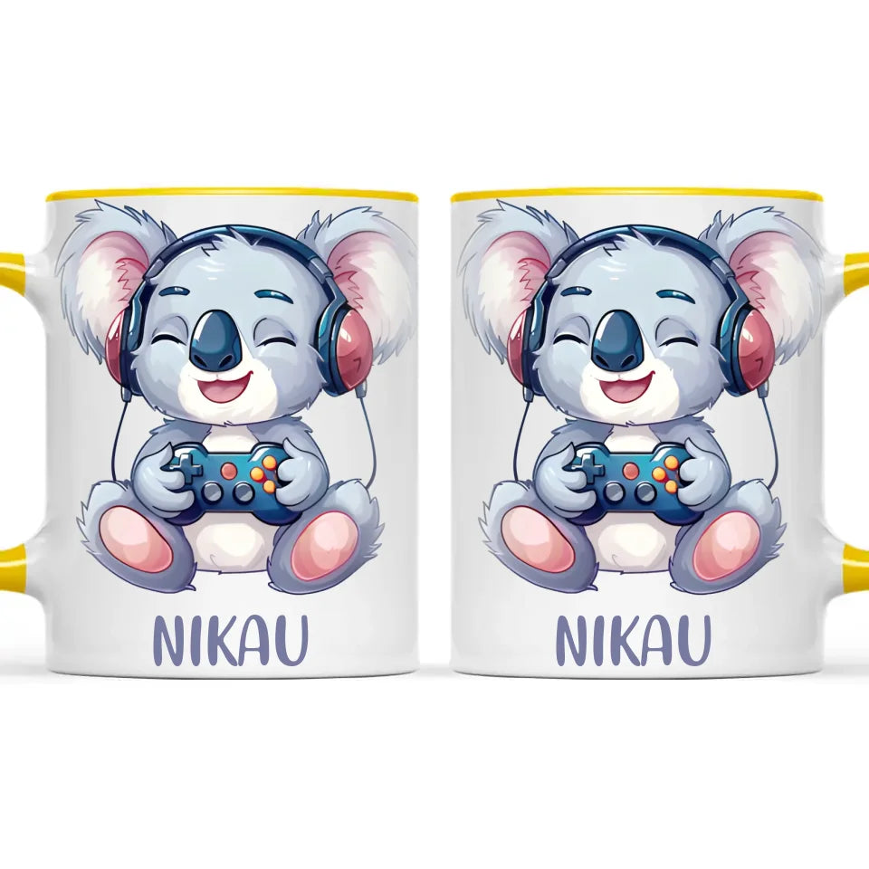 Personalised Gaming Koala Kids Cup - Custom Name Cup - 11oz, 6oz or Enamel - Cute Koala Gamer Gift - NZ Made