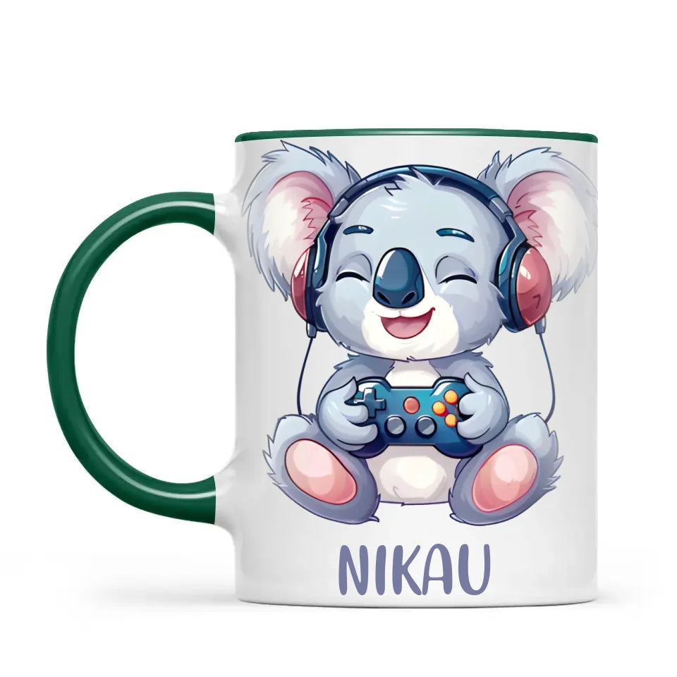 Personalised Gaming Koala Kids Cup - Custom Name Cup - 11oz, 6oz or Enamel - Cute Koala Gamer Gift - NZ Made