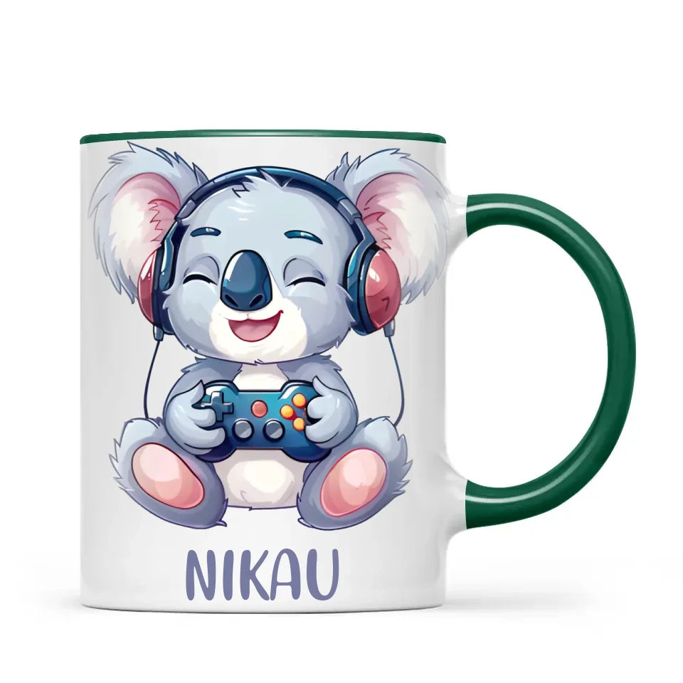 Personalised Gaming Koala Kids Cup - Custom Name Cup - 11oz, 6oz or Enamel - Cute Koala Gamer Gift - NZ Made