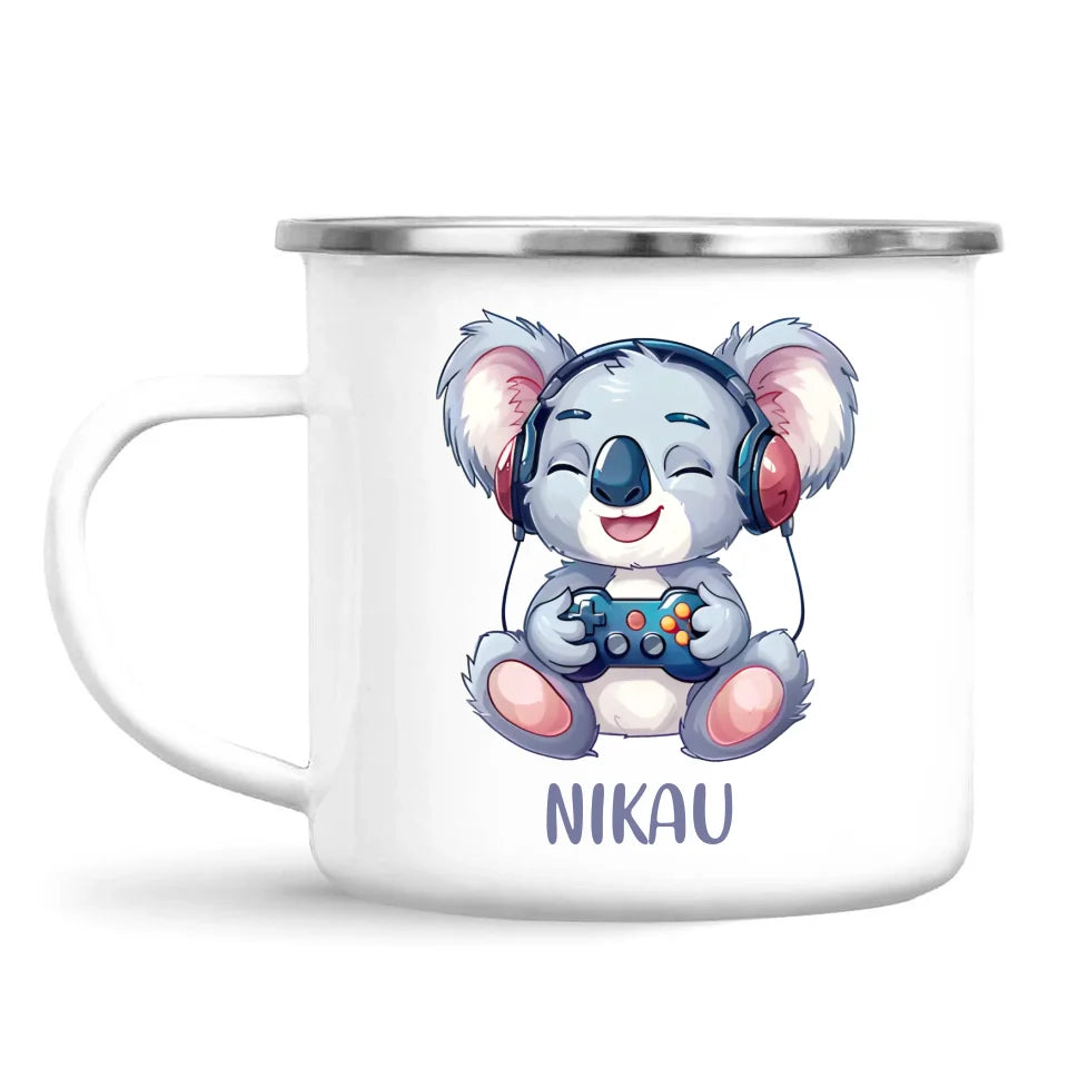 Personalised Gaming Koala Kids Cup - Custom Name Cup - 11oz, 6oz or Enamel - Cute Koala Gamer Gift - NZ Made