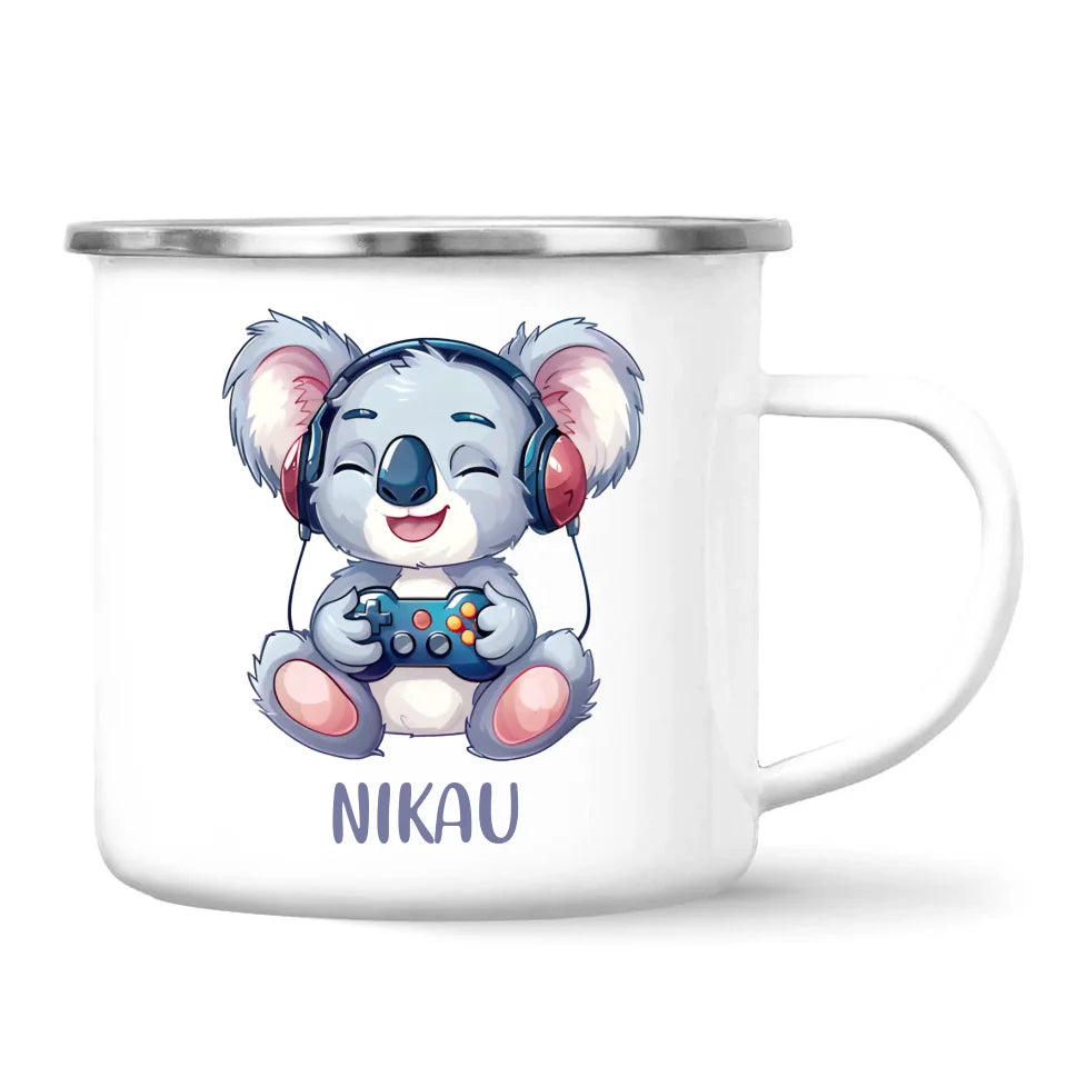 Personalised Gaming Koala Kids Cup - Custom Name Cup - 11oz, 6oz or Enamel - Cute Koala Gamer Gift - NZ Made