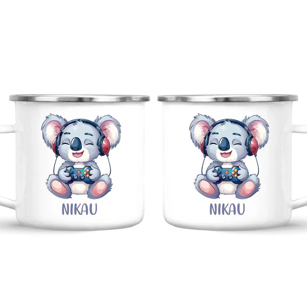 Personalised Gaming Koala Kids Cup - Custom Name Cup - 11oz, 6oz or Enamel - Cute Koala Gamer Gift - NZ Made