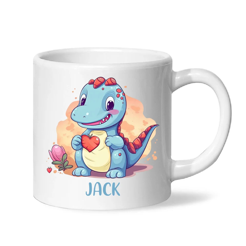Personalised Blue Dinosaur Kids Cup - Custom Name Dino Mug - 11oz, 6oz or Enamel - Cute Dinosaur Gift for Kids - NZ Made