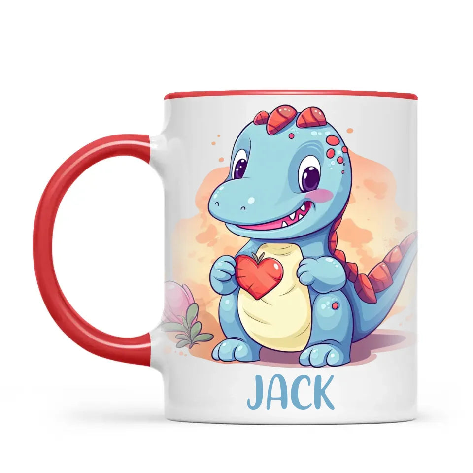 Personalised Blue Dinosaur Kids Cup - Custom Name Dino Mug - 11oz, 6oz or Enamel - Cute Dinosaur Gift for Kids - NZ Made