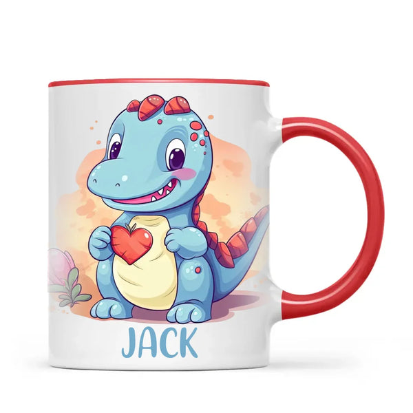 Personalised Blue Dinosaur Kids Cup - Custom Name Dino Mug - 11oz, 6oz or Enamel - Cute Dinosaur Gift for Kids - NZ Made