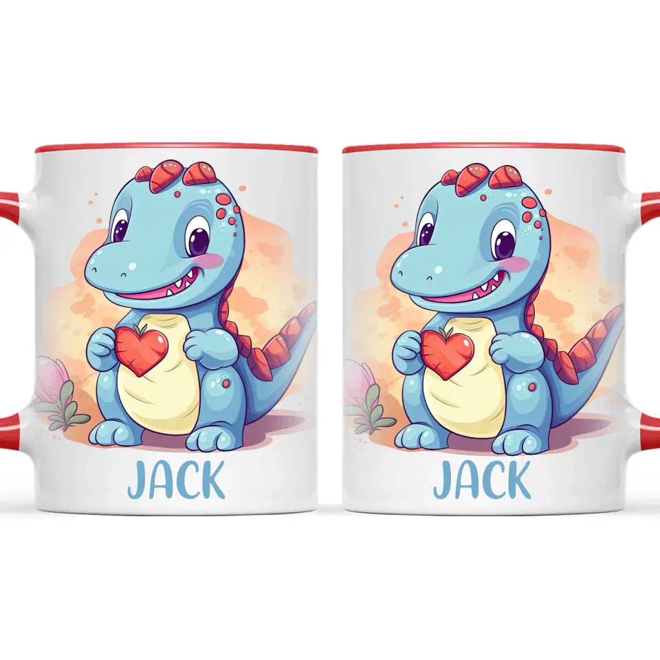Personalised Blue Dinosaur Kids Cup - Custom Name Dino Mug - 11oz, 6oz or Enamel - Cute Dinosaur Gift for Kids - NZ Made