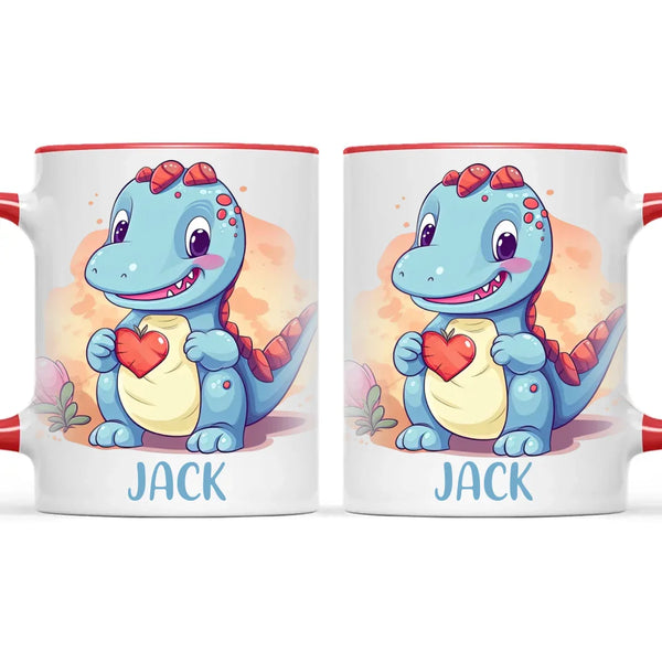 Personalised Blue Dinosaur Kids Cup - Custom Name Dino Mug - 11oz, 6oz or Enamel - Cute Dinosaur Gift for Kids - NZ Made