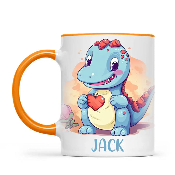 Personalised Blue Dinosaur Kids Cup - Custom Name Dino Mug - 11oz, 6oz or Enamel - Cute Dinosaur Gift for Kids - NZ Made