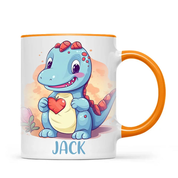 Personalised Blue Dinosaur Kids Cup - Custom Name Dino Mug - 11oz, 6oz or Enamel - Cute Dinosaur Gift for Kids - NZ Made