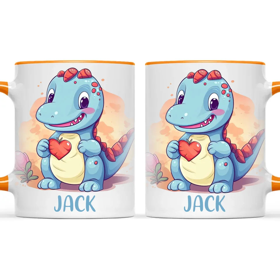 Personalised Blue Dinosaur Kids Cup - Custom Name Dino Mug - 11oz, 6oz or Enamel - Cute Dinosaur Gift for Kids - NZ Made