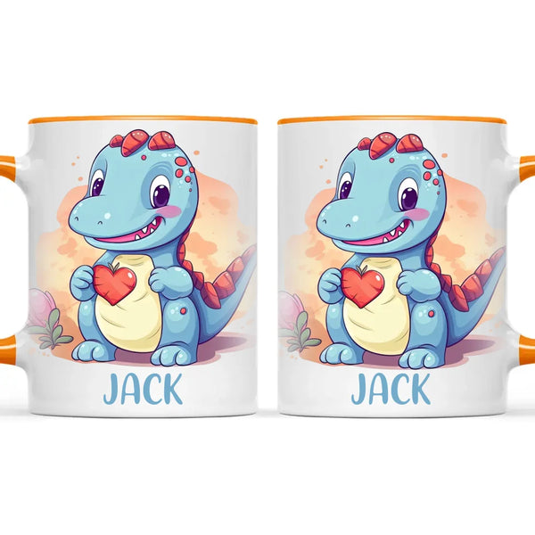 Personalised Blue Dinosaur Kids Cup - Custom Name Dino Mug - 11oz, 6oz or Enamel - Cute Dinosaur Gift for Kids - NZ Made