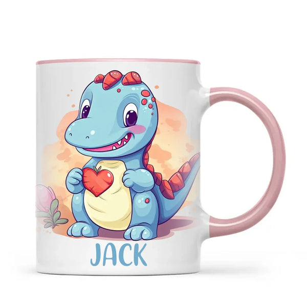 Personalised Blue Dinosaur Kids Cup - Custom Name Dino Mug - 11oz, 6oz or Enamel - Cute Dinosaur Gift for Kids - NZ Made