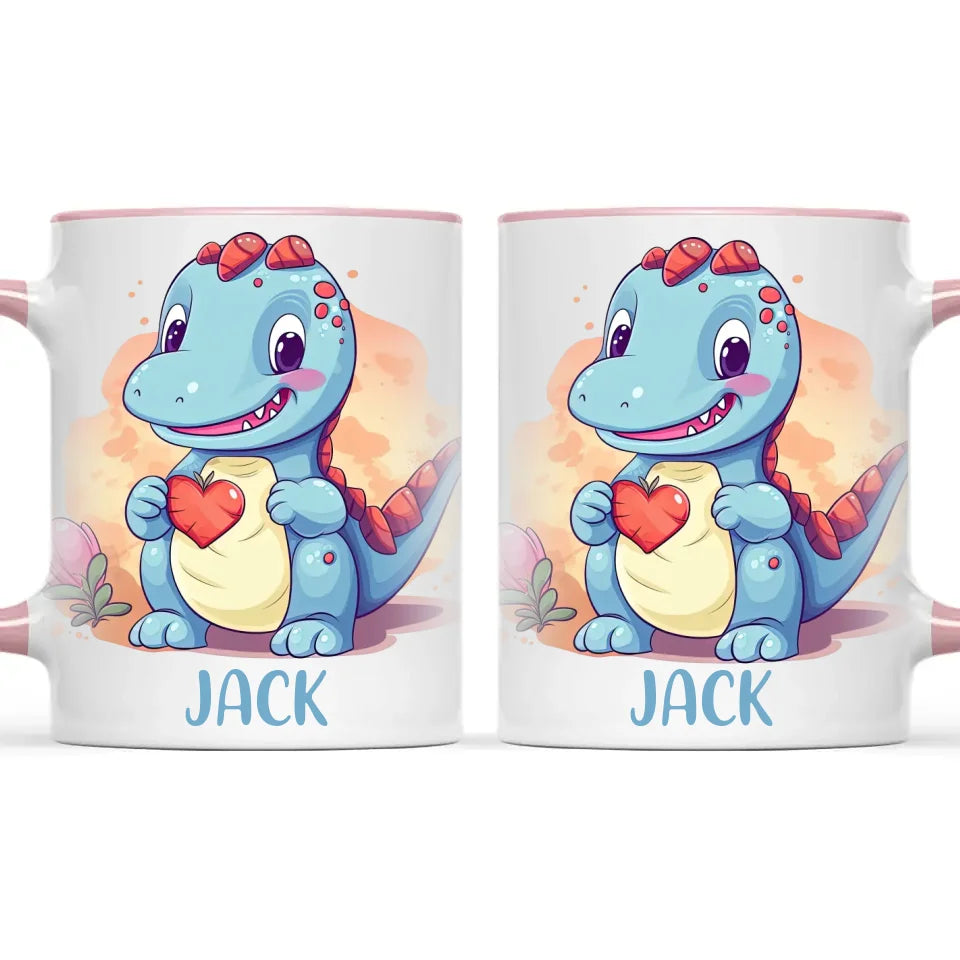Personalised Blue Dinosaur Kids Cup - Custom Name Dino Mug - 11oz, 6oz or Enamel - Cute Dinosaur Gift for Kids - NZ Made