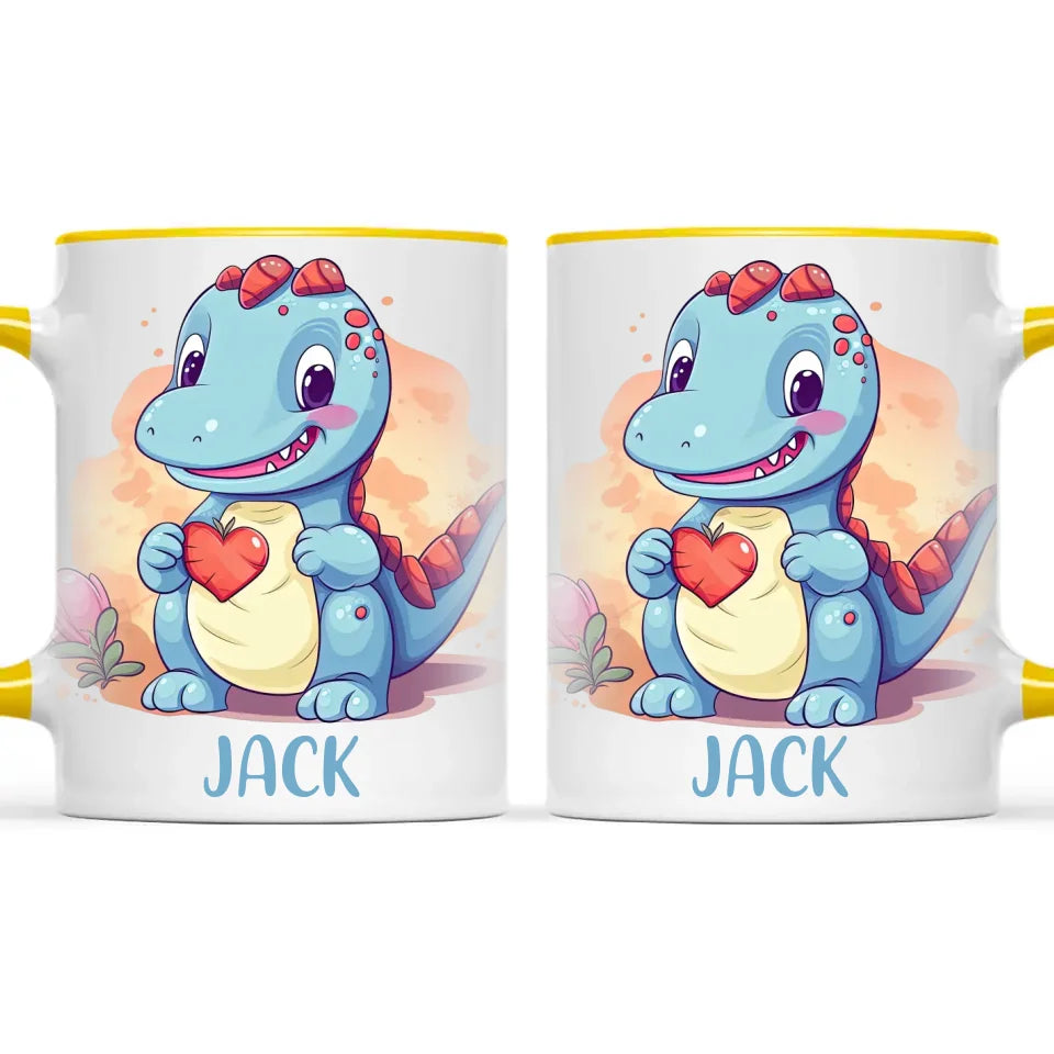 Personalised Blue Dinosaur Kids Cup - Custom Name Dino Mug - 11oz, 6oz or Enamel - Cute Dinosaur Gift for Kids - NZ Made
