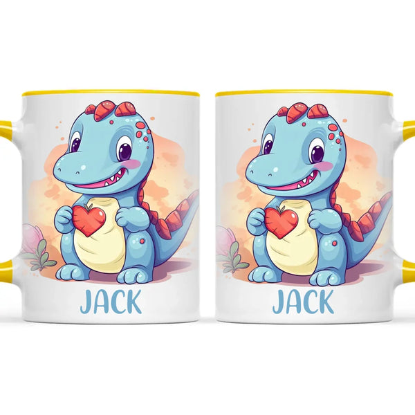 Personalised Blue Dinosaur Kids Cup - Custom Name Dino Mug - 11oz, 6oz or Enamel - Cute Dinosaur Gift for Kids - NZ Made