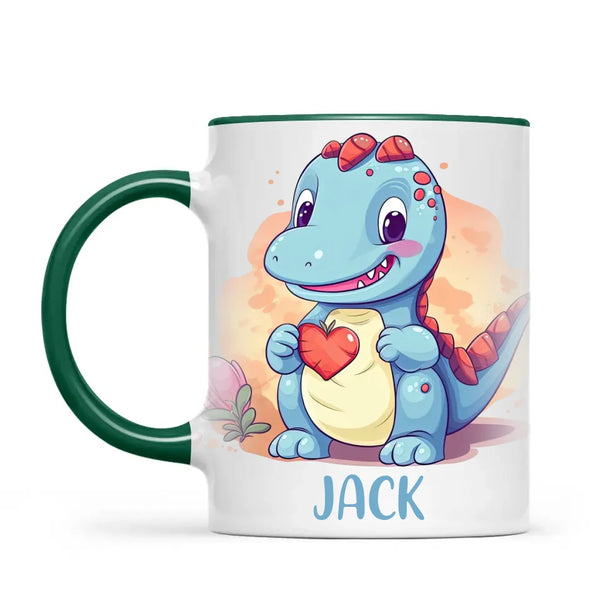 Personalised Blue Dinosaur Kids Cup - Custom Name Dino Mug - 11oz, 6oz or Enamel - Cute Dinosaur Gift for Kids - NZ Made