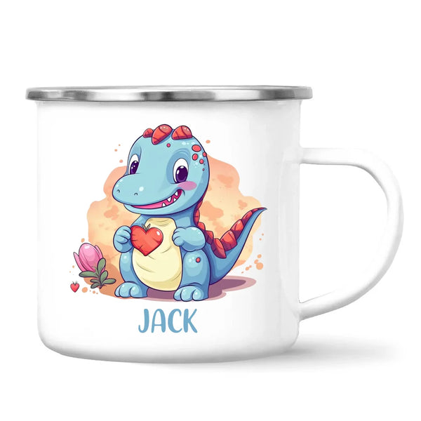 Personalised Blue Dinosaur Kids Cup - Custom Name Dino Mug - 11oz, 6oz or Enamel - Cute Dinosaur Gift for Kids - NZ Made