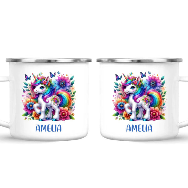 Personalised Rainbow Unicorn Kids Cup - Custom Name Floral Unicorn Mug - 11oz, 6oz or Enamel - Magical Unicorn Gift - NZ Made