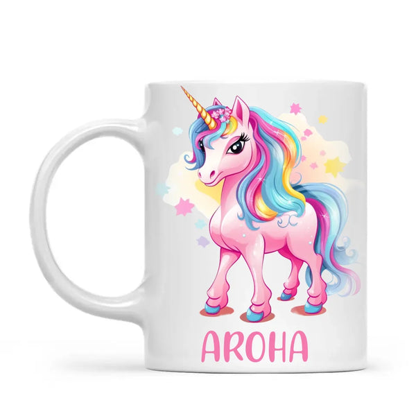 Personalised Pink Unicorn Kids Cup - Custom Name Unicorn Mug - 11oz, 6oz or Enamel - Magical Unicorn Gift - NZ Made