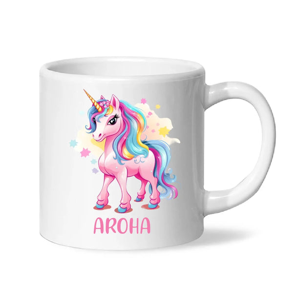 Personalised Pink Unicorn Kids Cup - Custom Name Unicorn Mug - 11oz, 6oz or Enamel - Magical Unicorn Gift - NZ Made