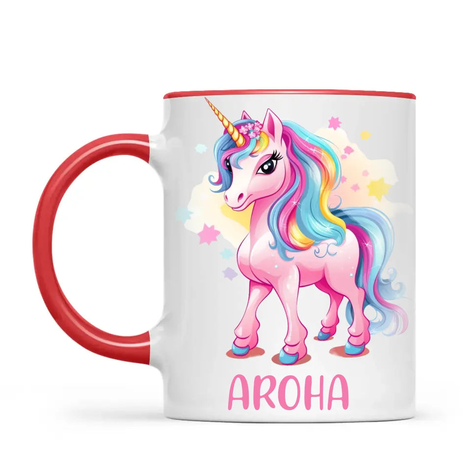 Personalised Pink Unicorn Kids Cup - Custom Name Unicorn Mug - 11oz, 6oz or Enamel - Magical Unicorn Gift - NZ Made