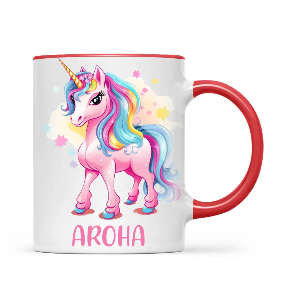 Personalised Pink Unicorn Kids Cup - Custom Name Unicorn Mug - 11oz, 6oz or Enamel - Magical Unicorn Gift - NZ Made