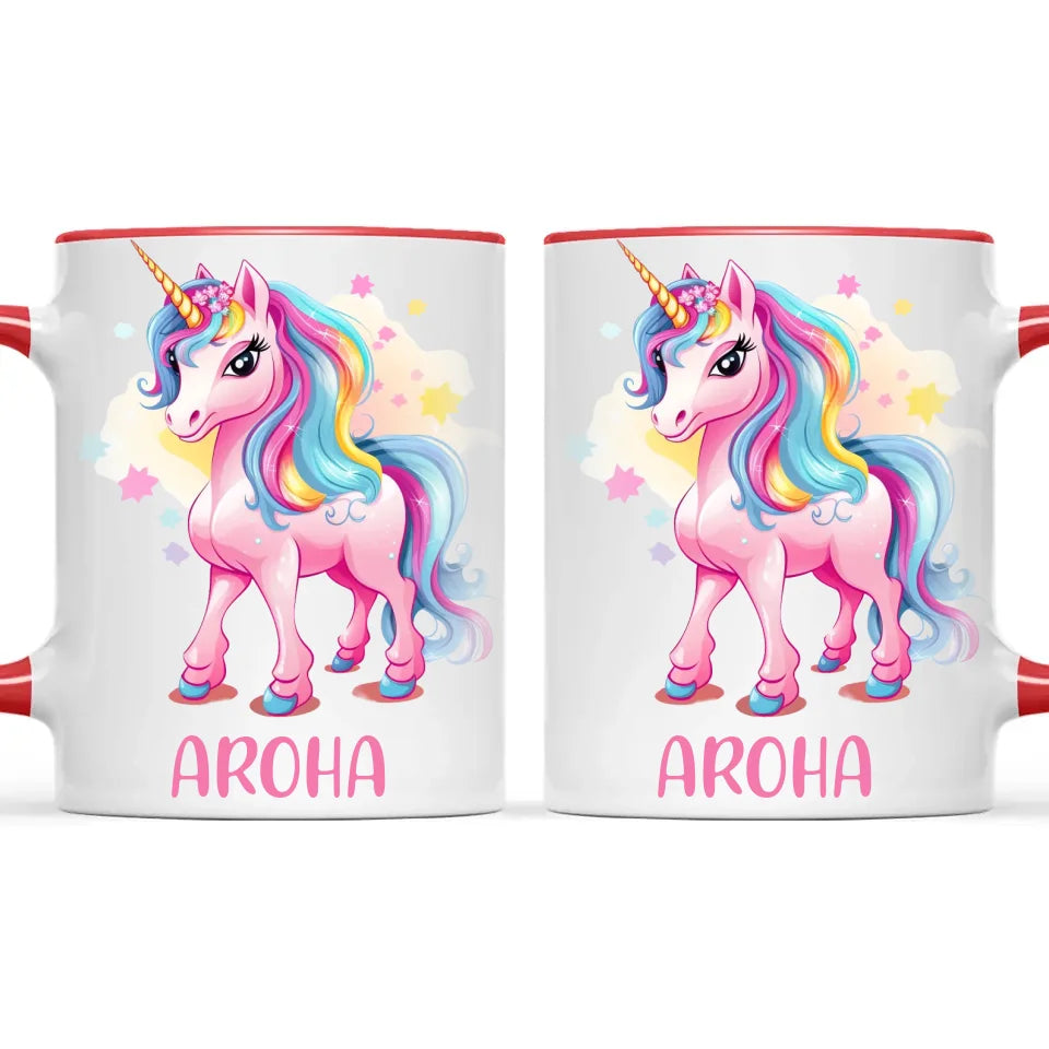 Personalised Pink Unicorn Kids Cup - Custom Name Unicorn Mug - 11oz, 6oz or Enamel - Magical Unicorn Gift - NZ Made