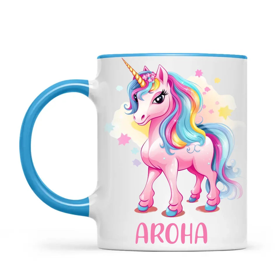 Personalised Pink Unicorn Kids Cup - Custom Name Unicorn Mug - 11oz, 6oz or Enamel - Magical Unicorn Gift - NZ Made