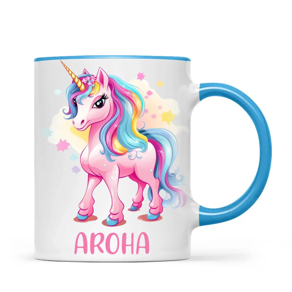 Personalised Pink Unicorn Kids Cup - Custom Name Unicorn Mug - 11oz, 6oz or Enamel - Magical Unicorn Gift - NZ Made