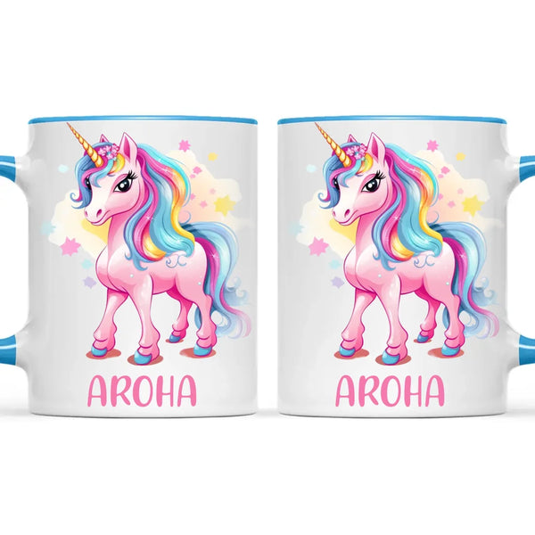 Personalised Pink Unicorn Kids Cup - Custom Name Unicorn Mug - 11oz, 6oz or Enamel - Magical Unicorn Gift - NZ Made