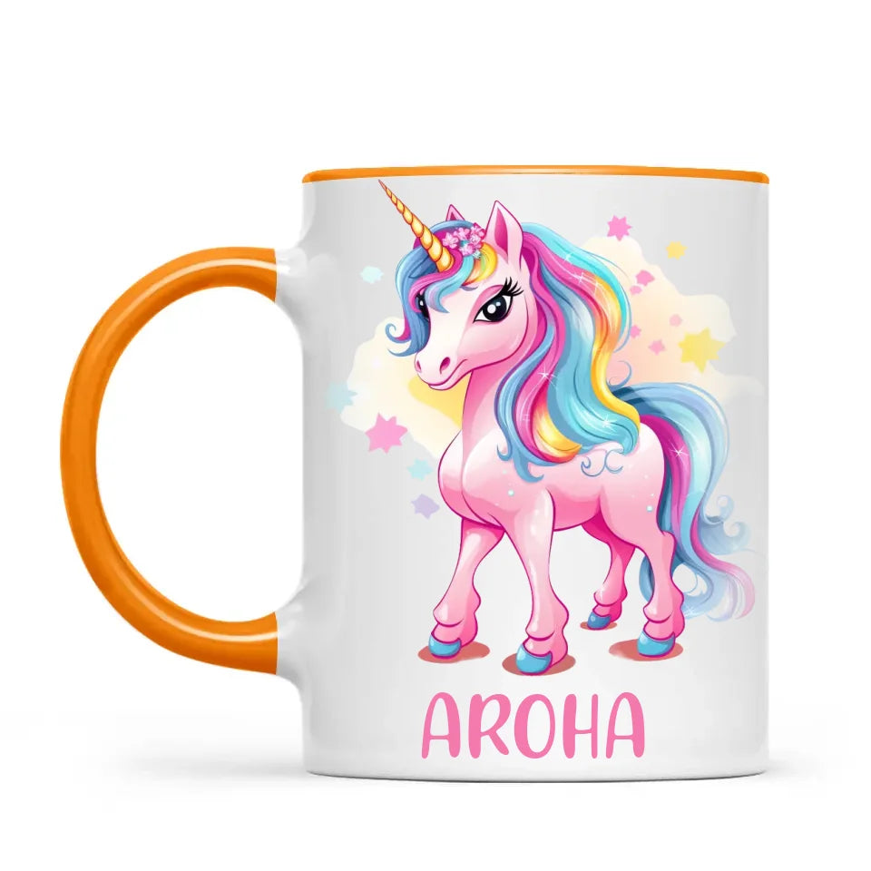 Personalised Pink Unicorn Kids Cup - Custom Name Unicorn Mug - 11oz, 6oz or Enamel - Magical Unicorn Gift - NZ Made