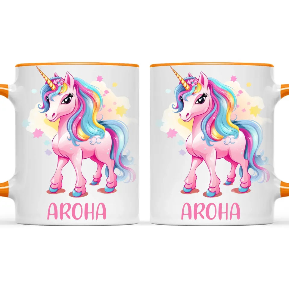 Personalised Pink Unicorn Kids Cup - Custom Name Unicorn Mug - 11oz, 6oz or Enamel - Magical Unicorn Gift - NZ Made