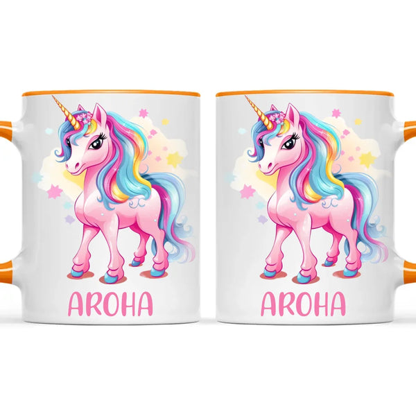 Personalised Pink Unicorn Kids Cup - Custom Name Unicorn Mug - 11oz, 6oz or Enamel - Magical Unicorn Gift - NZ Made