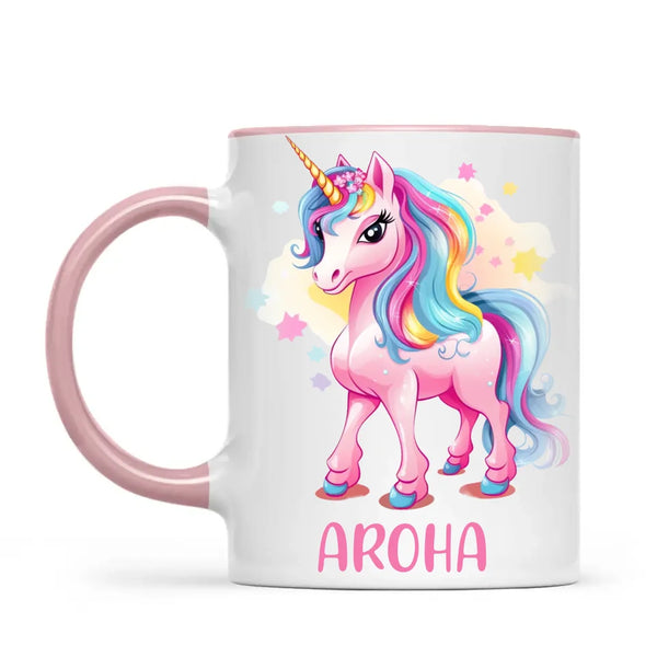 Personalised Pink Unicorn Kids Cup - Custom Name Unicorn Mug - 11oz, 6oz or Enamel - Magical Unicorn Gift - NZ Made