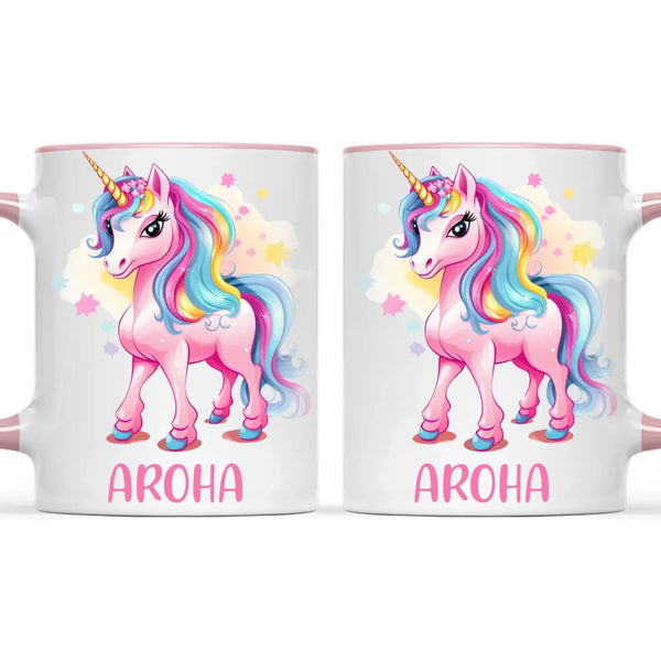Personalised Pink Unicorn Kids Cup - Custom Name Unicorn Mug - 11oz, 6oz or Enamel - Magical Unicorn Gift - NZ Made