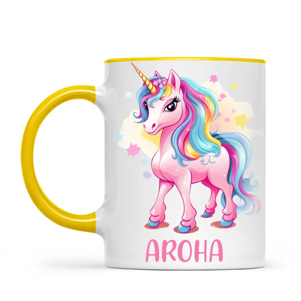 Personalised Pink Unicorn Kids Cup - Custom Name Unicorn Mug - 11oz, 6oz or Enamel - Magical Unicorn Gift - NZ Made