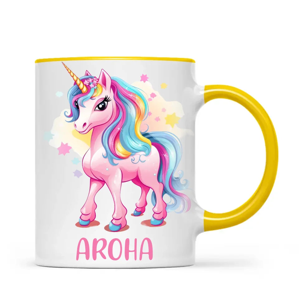 Personalised Pink Unicorn Kids Cup - Custom Name Unicorn Mug - 11oz, 6oz or Enamel - Magical Unicorn Gift - NZ Made