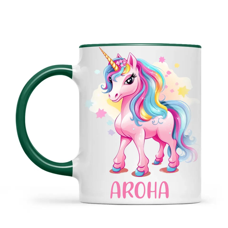 Personalised Pink Unicorn Kids Cup - Custom Name Unicorn Mug - 11oz, 6oz or Enamel - Magical Unicorn Gift - NZ Made