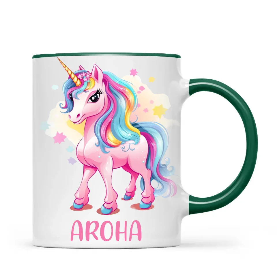 Personalised Pink Unicorn Kids Cup - Custom Name Unicorn Mug - 11oz, 6oz or Enamel - Magical Unicorn Gift - NZ Made