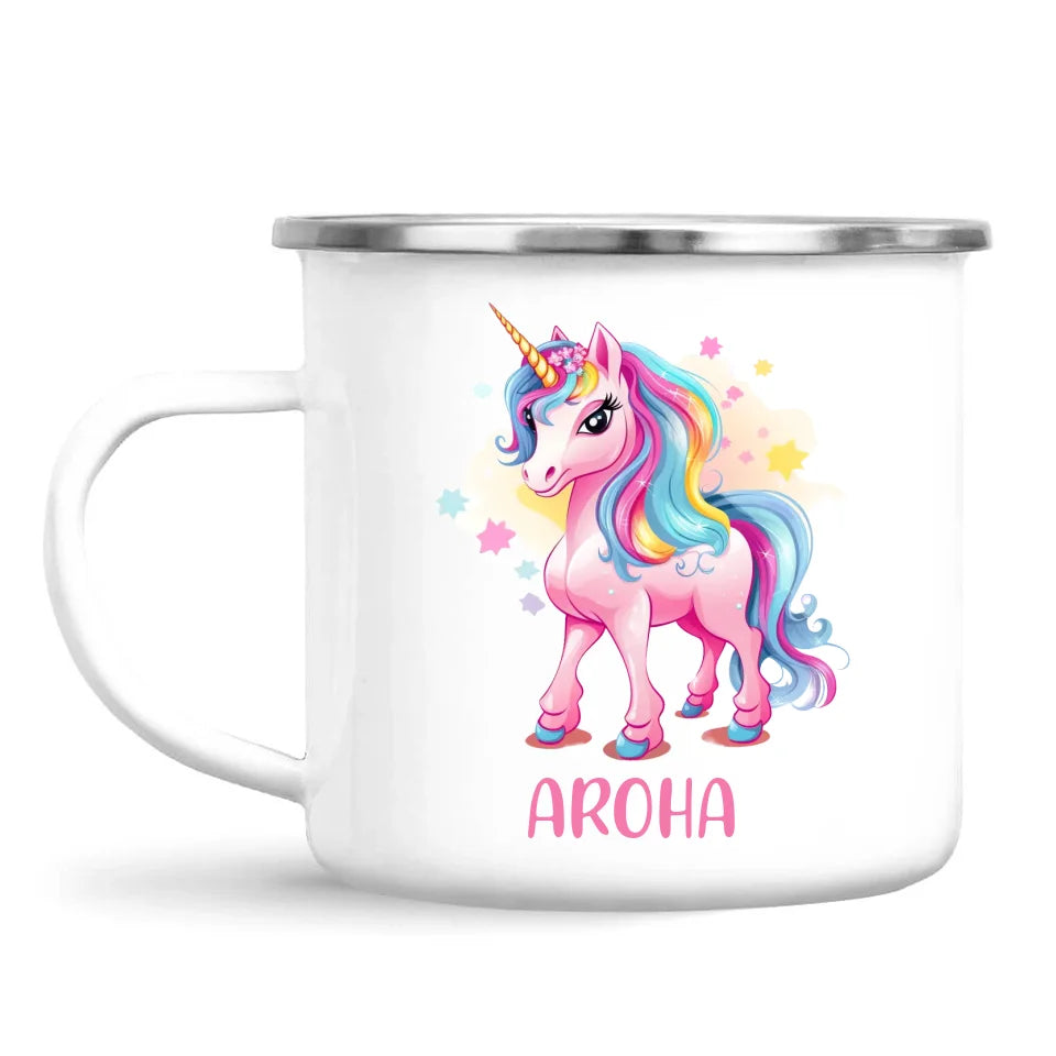 Personalised Pink Unicorn Kids Cup - Custom Name Unicorn Mug - 11oz, 6oz or Enamel - Magical Unicorn Gift - NZ Made