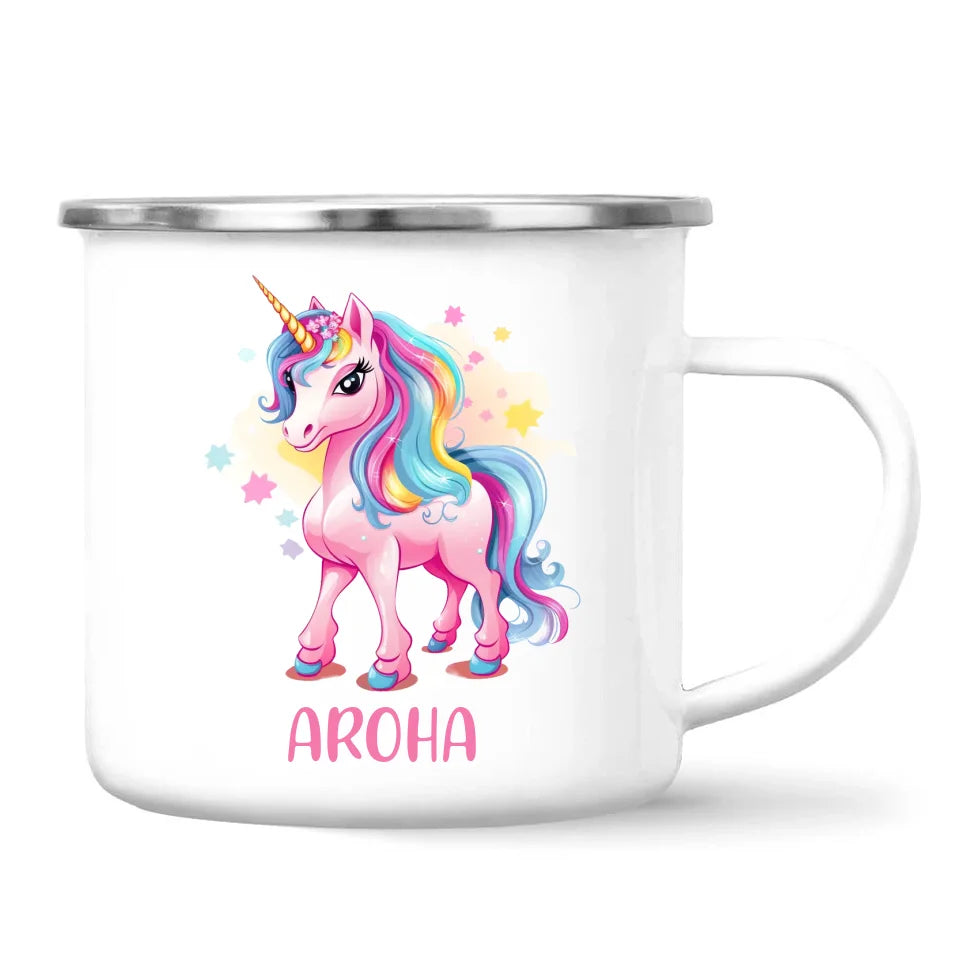 Personalised Pink Unicorn Kids Cup - Custom Name Unicorn Mug - 11oz, 6oz or Enamel - Magical Unicorn Gift - NZ Made