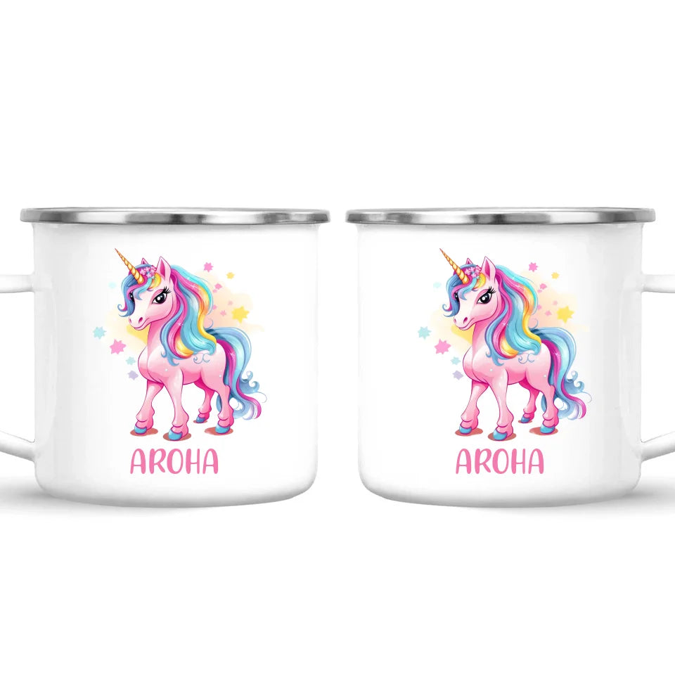 Personalised Pink Unicorn Kids Cup - Custom Name Unicorn Mug - 11oz, 6oz or Enamel - Magical Unicorn Gift - NZ Made