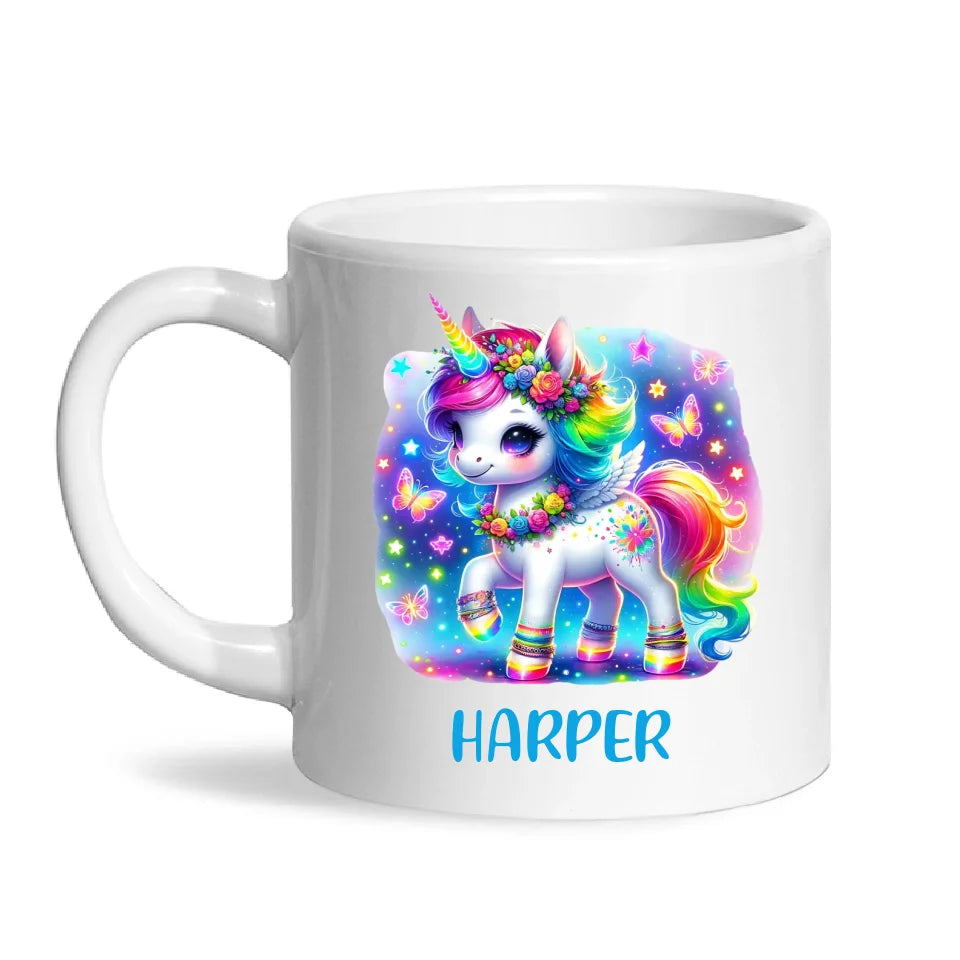 Personalised Magical Unicorn Kids Cup - Custom Name Rainbow Unicorn Mug - 11oz, 6oz or Enamel - NZ Made Gift