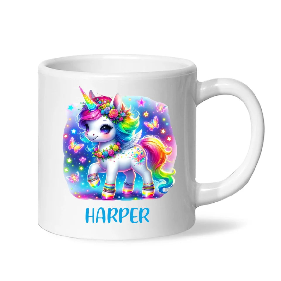 Personalised Magical Unicorn Kids Cup - Custom Name Rainbow Unicorn Mug - 11oz, 6oz or Enamel - NZ Made Gift