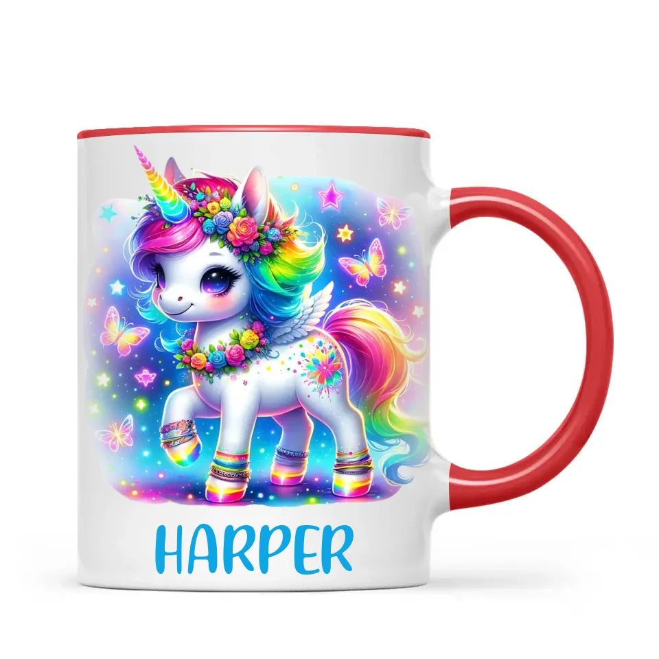 Personalised Magical Unicorn Kids Cup - Custom Name Rainbow Unicorn Mug - 11oz, 6oz or Enamel - NZ Made Gift