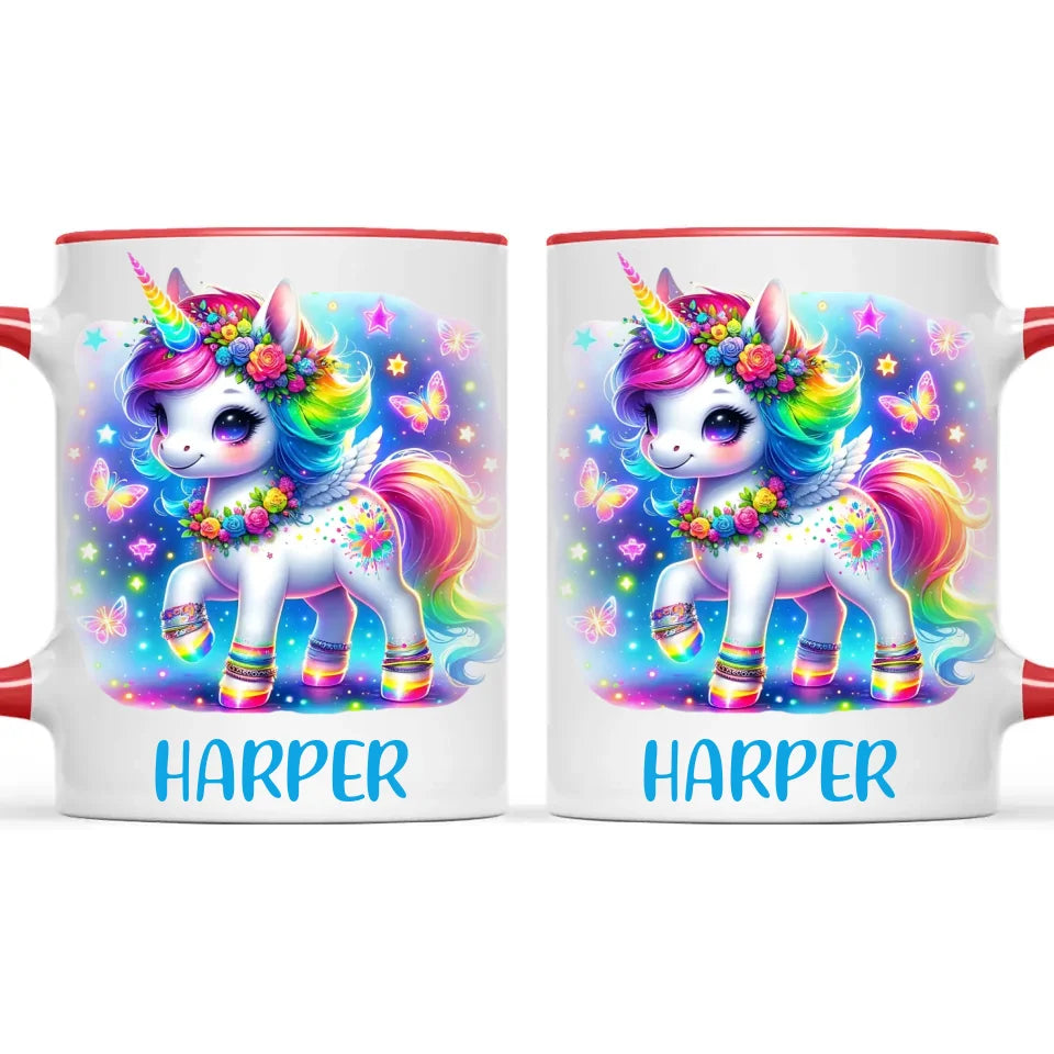 Personalised Magical Unicorn Kids Cup - Custom Name Rainbow Unicorn Mug - 11oz, 6oz or Enamel - NZ Made Gift