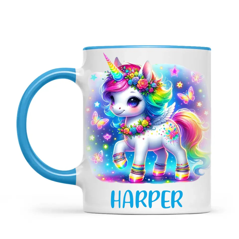 Personalised Magical Unicorn Kids Cup - Custom Name Rainbow Unicorn Mug - 11oz, 6oz or Enamel - NZ Made Gift