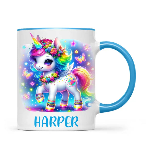 Personalised Magical Unicorn Kids Cup - Custom Name Rainbow Unicorn Mug - 11oz, 6oz or Enamel - NZ Made Gift