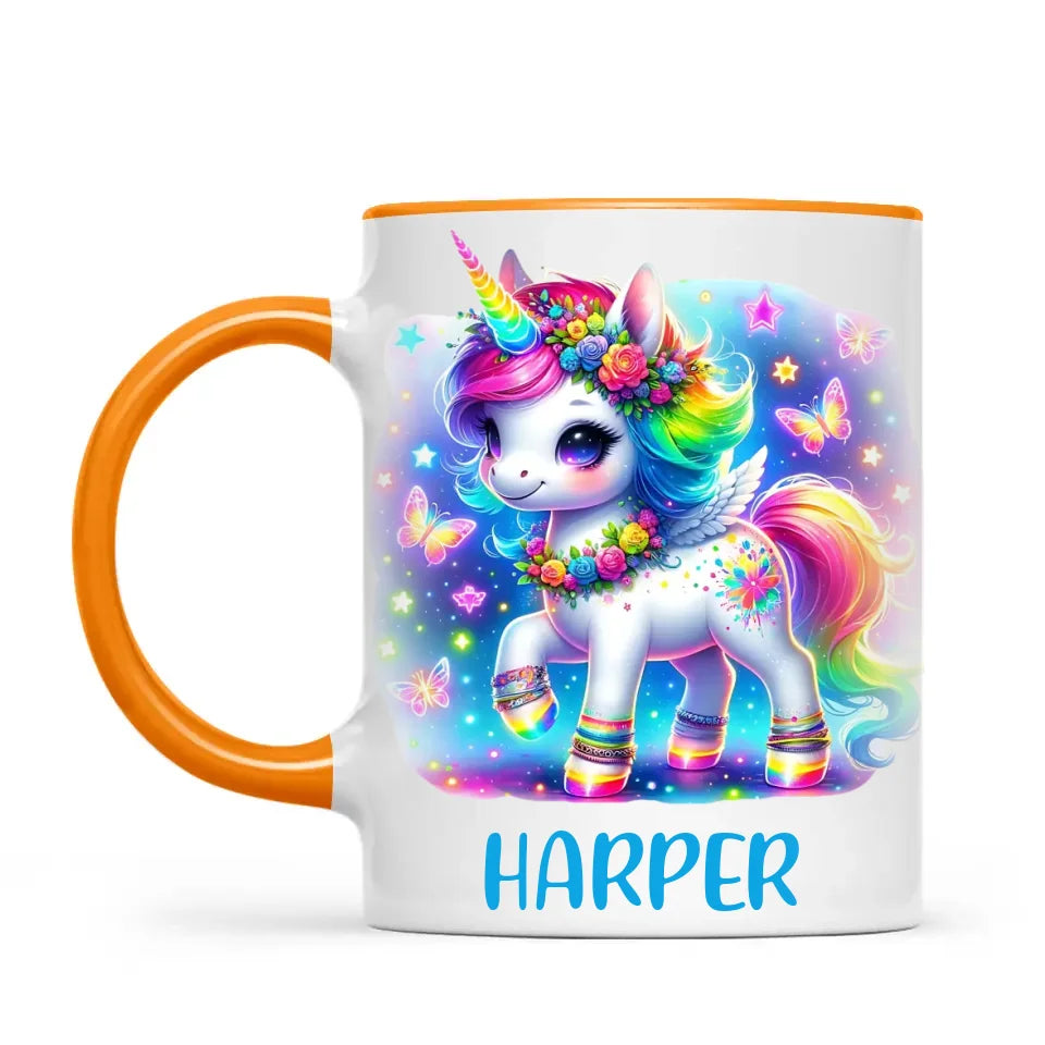 Personalised Magical Unicorn Kids Cup - Custom Name Rainbow Unicorn Mug - 11oz, 6oz or Enamel - NZ Made Gift